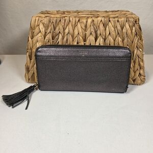 Fossil Metallic Gray Wallet with Tassel NWT
